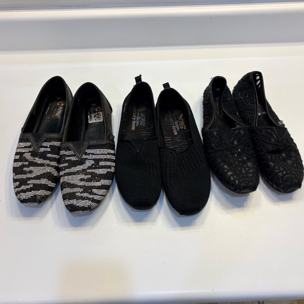 Bobs Skechers Women’s Slip On Shoes Black And Gray Size 7 Slip On Comfort Casual